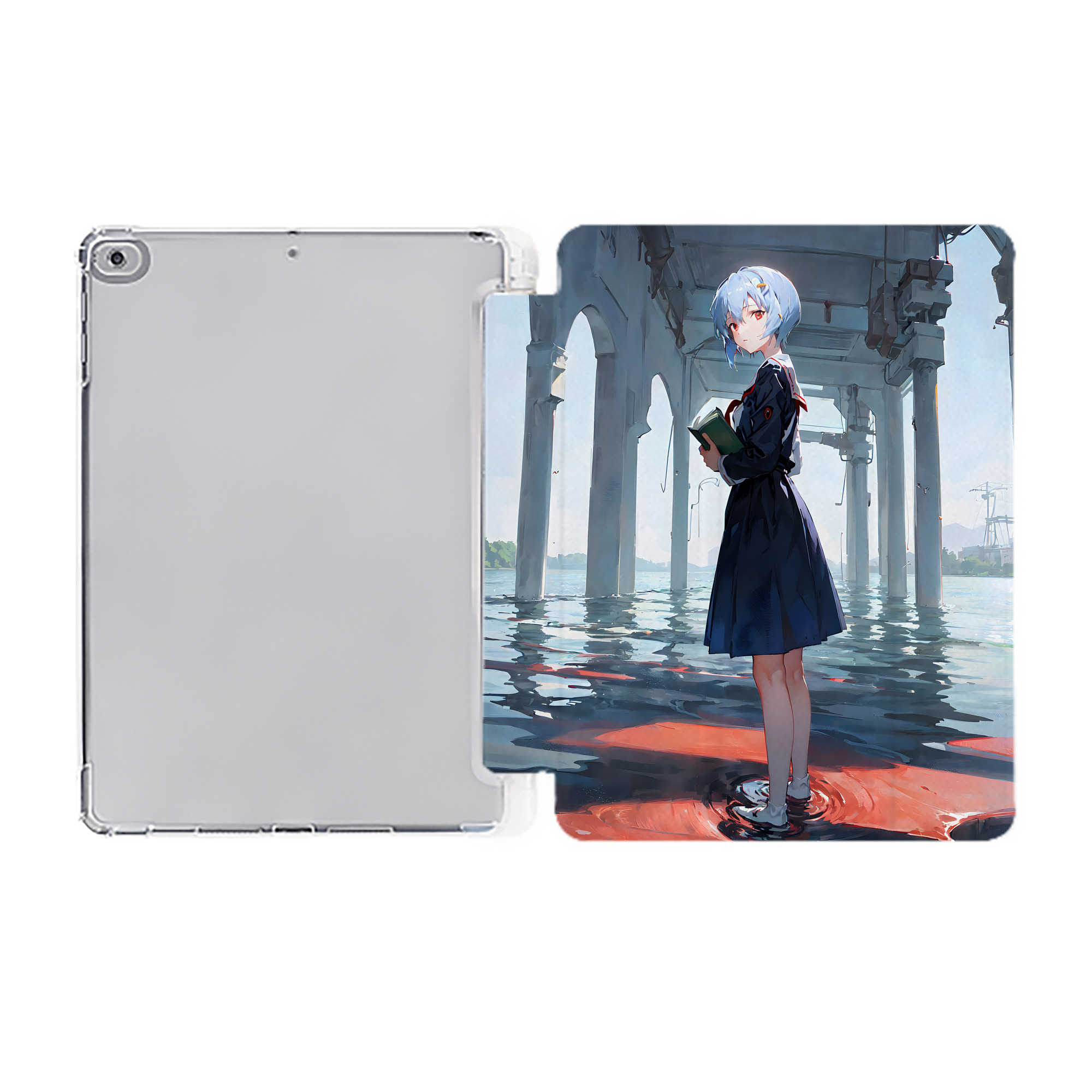 （画像用） EVA 新世紀エヴァンゲリオン IPad ケース ペン収納付き 三つ折りスタンド PUレザー×シリコン 対応機種9.5/10.5/10.9インチ